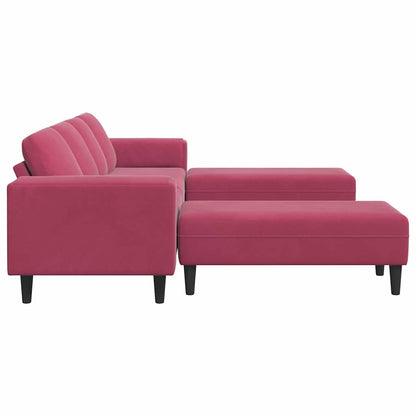 Sofa Set 3 pcs Weinrot Samt