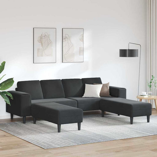 Sofa Set 3 pcs Schwarz Samt