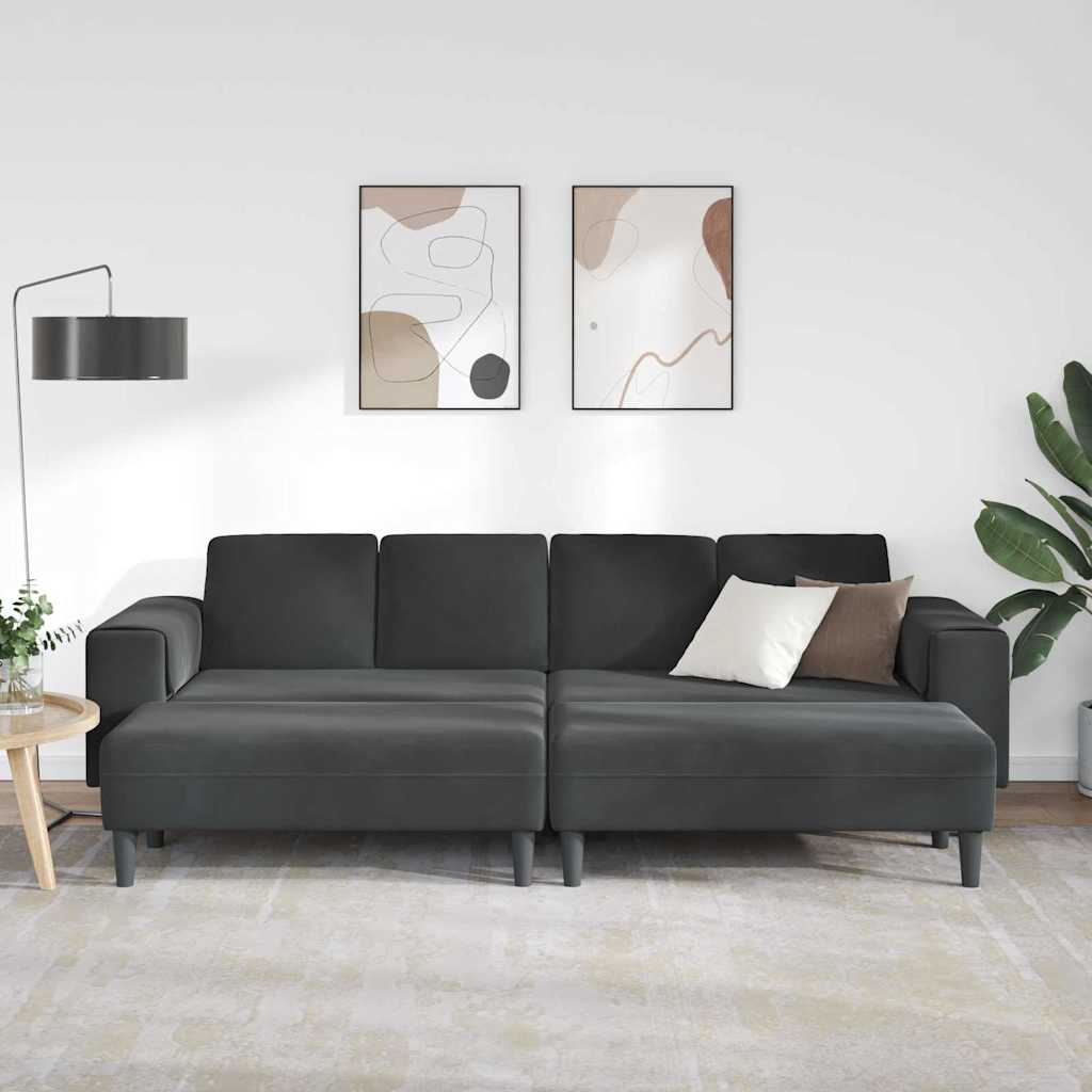 Sofa Set 3 pcs Schwarz Samt