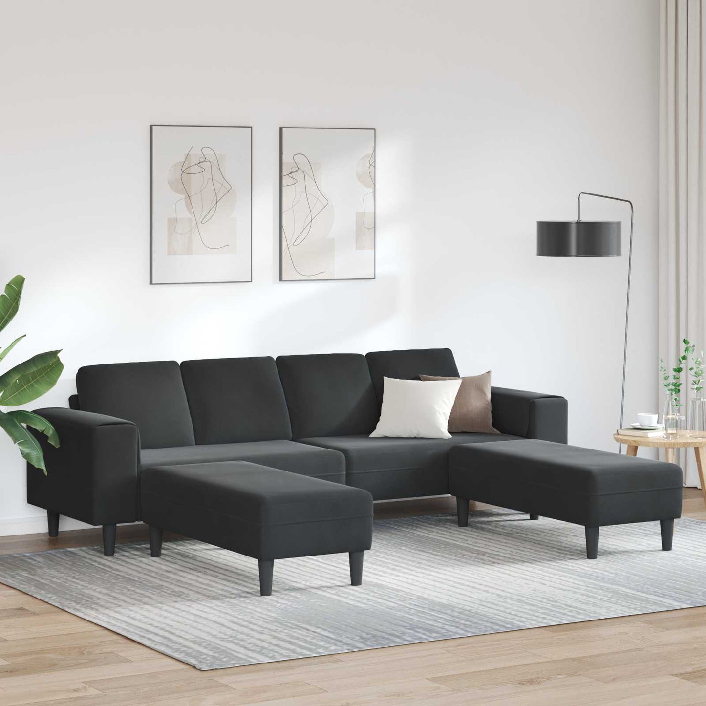 Sofa Set Schwarz Samt