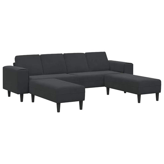 Sofa Set 3 pcs Schwarz Samt