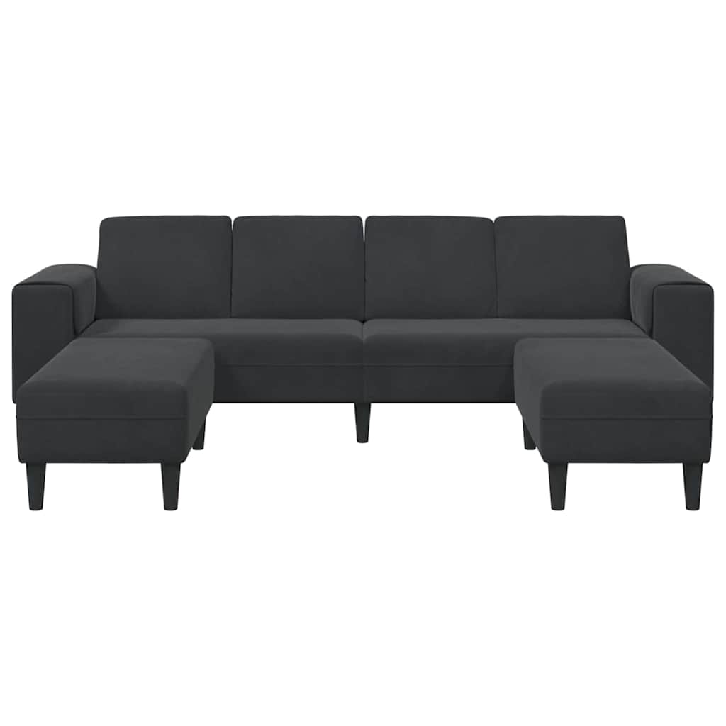 Sofa Set 3 pcs Schwarz Samt