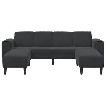 Sofa Set 3 pcs Schwarz Samt