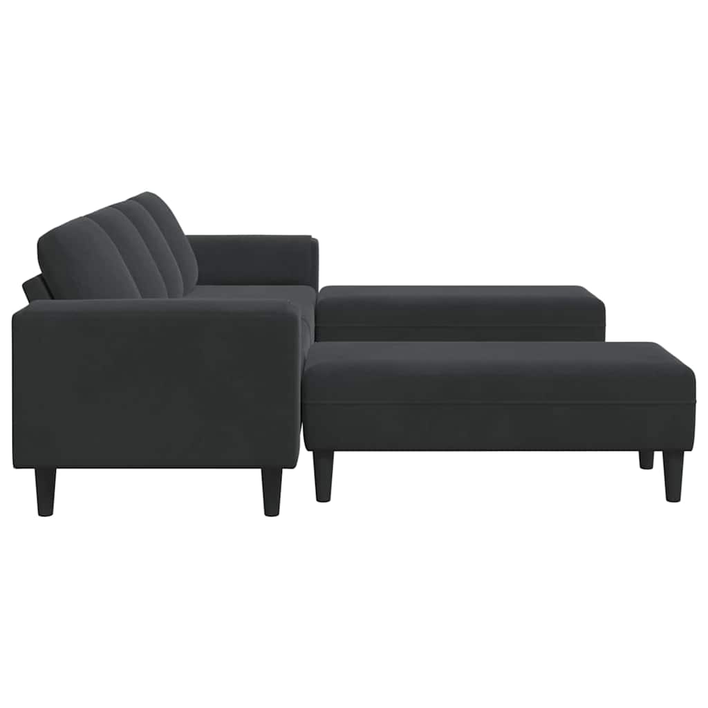 Sofa Set 3 pcs Schwarz Samt