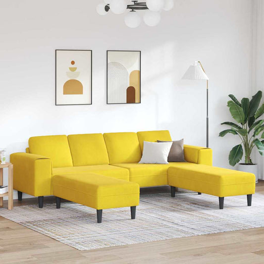 Sofa Set 3 pcs Gelb Samt