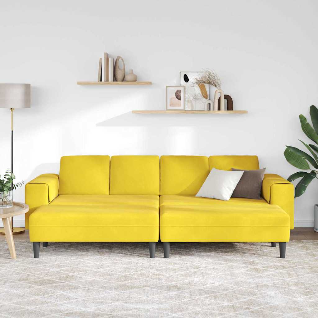 Sofa Set 3 pcs Gelb Samt