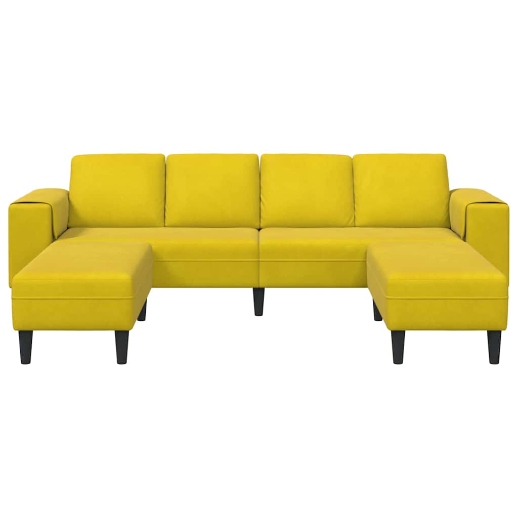 Sofa Set 3 pcs Gelb Samt