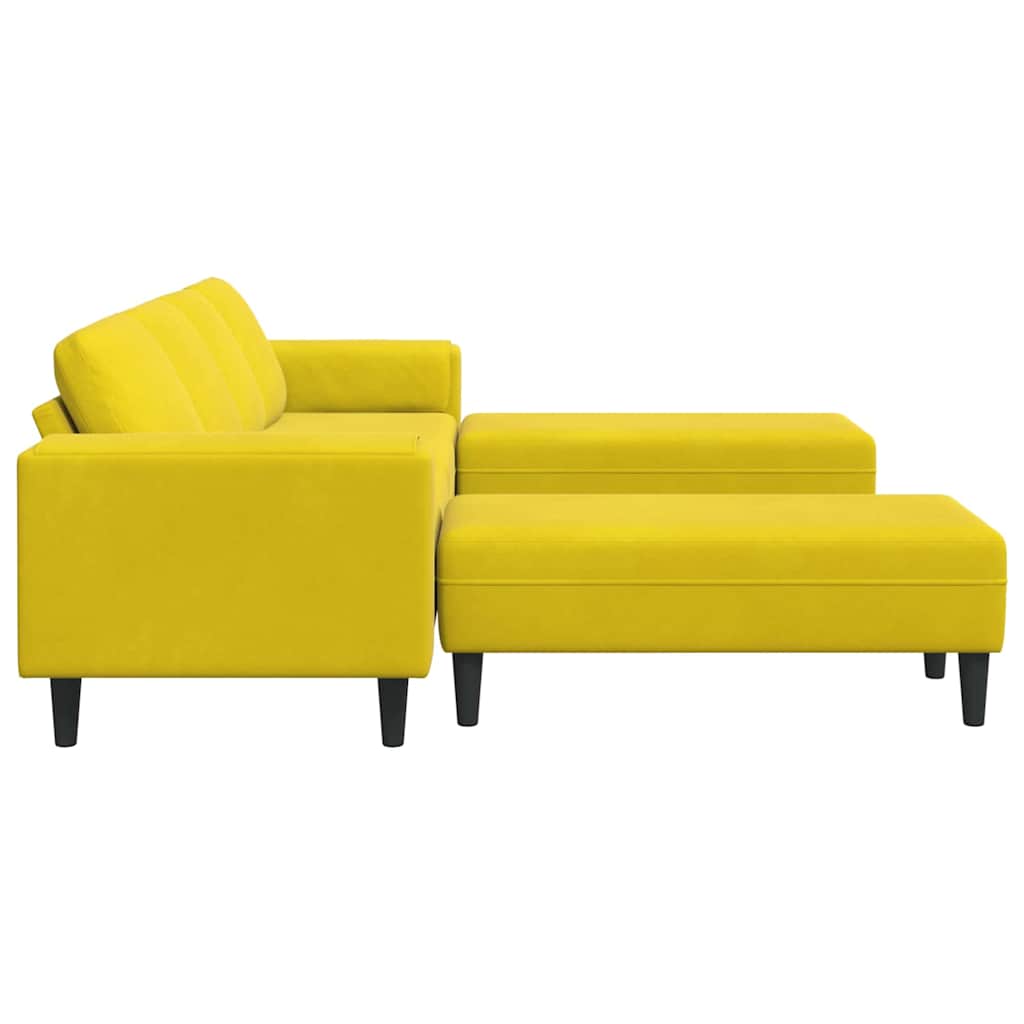 Sofa Set 3 pcs Gelb Samt
