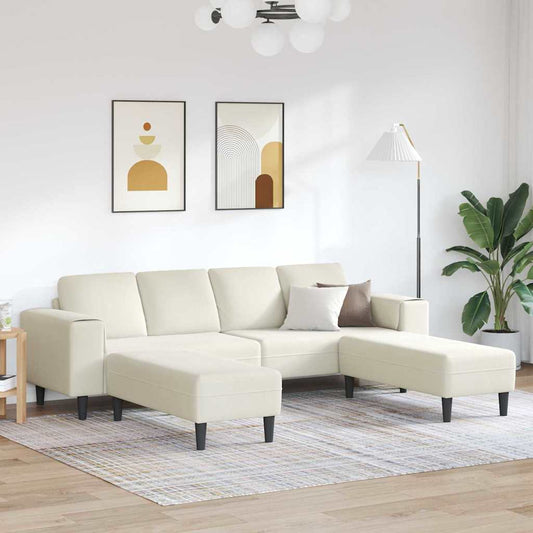 Sofa Set 3 pcs Creme Samt