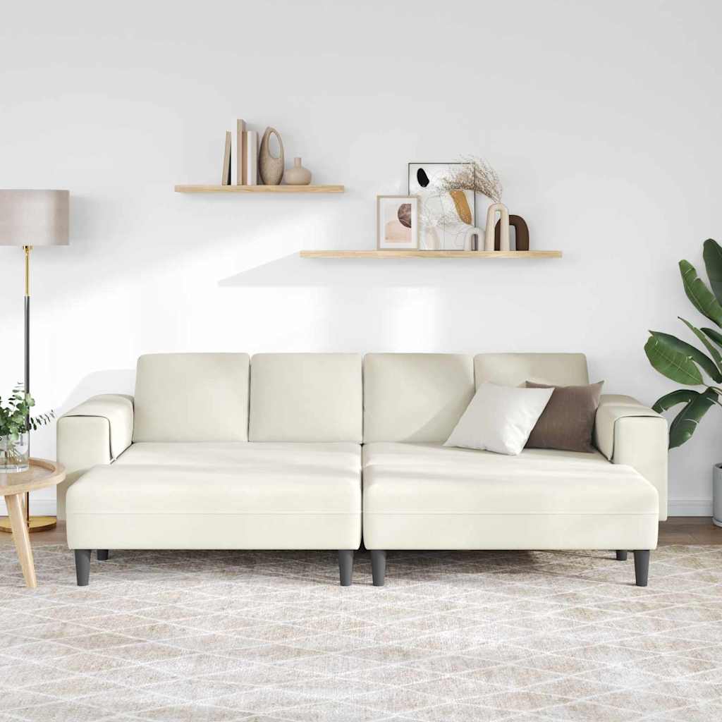 Sofa Set 3 pcs Creme Samt
