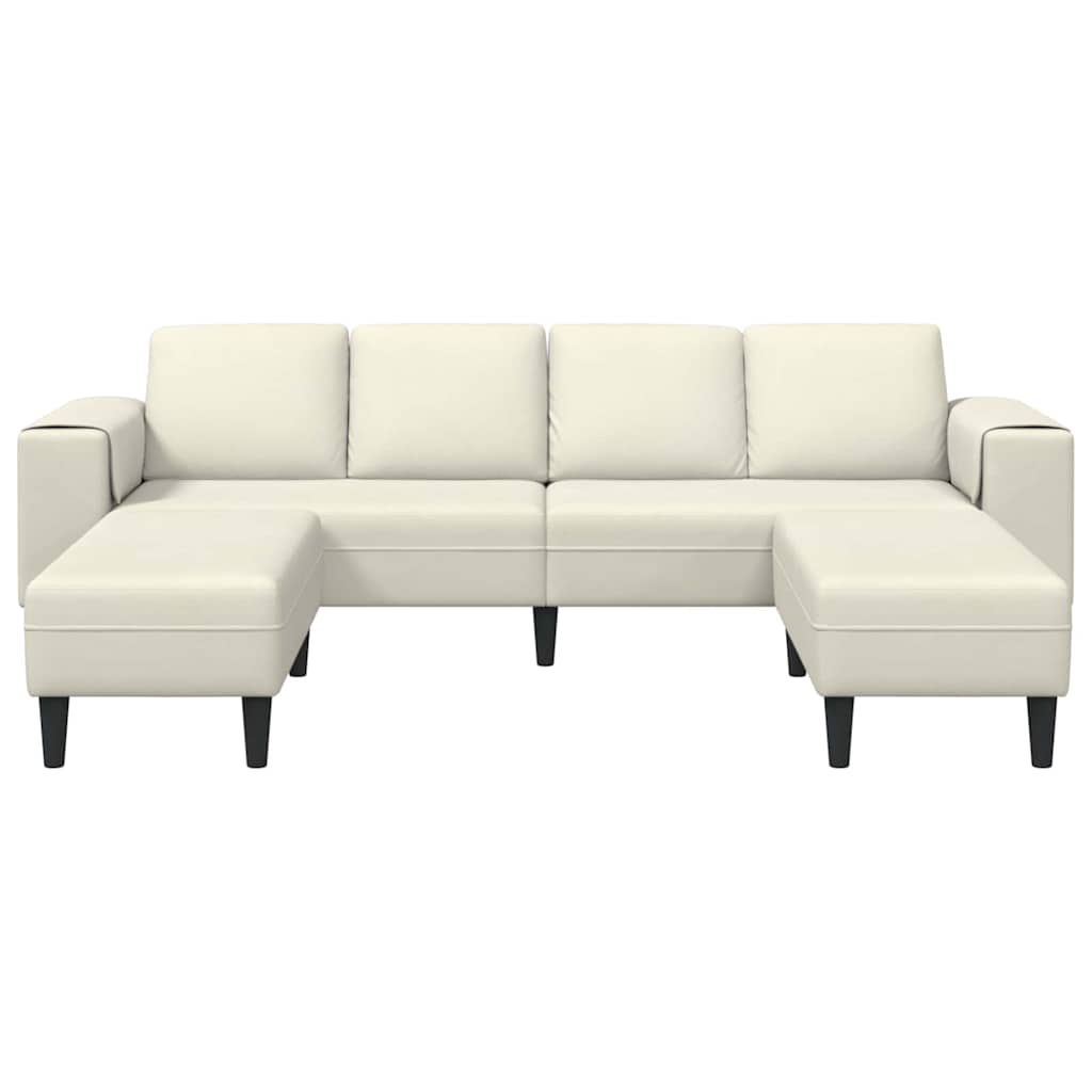 Sofa Set 3 pcs Creme Samt