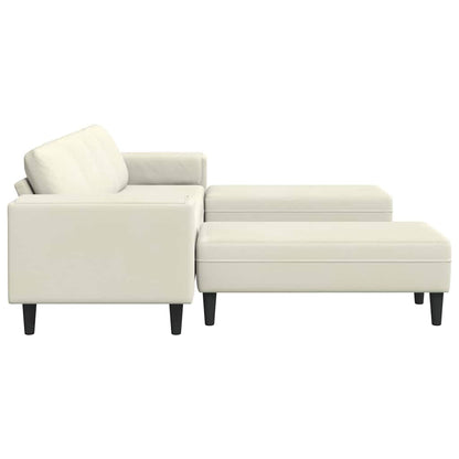 Sofa Set 3 pcs Creme Samt