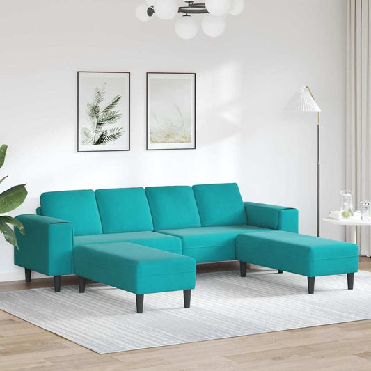 Sofa Set 3 pcs Türkis Samt