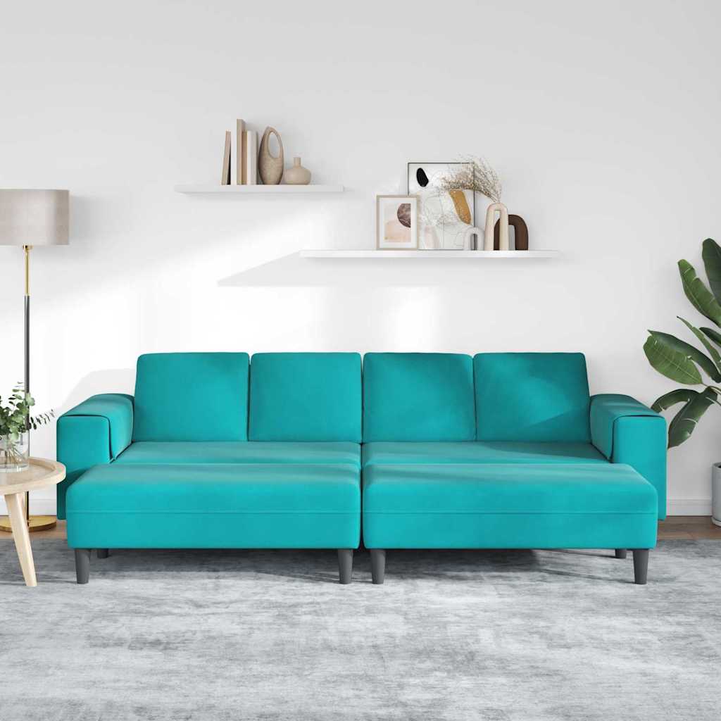 Sofa Set 3 pcs Türkis Samt