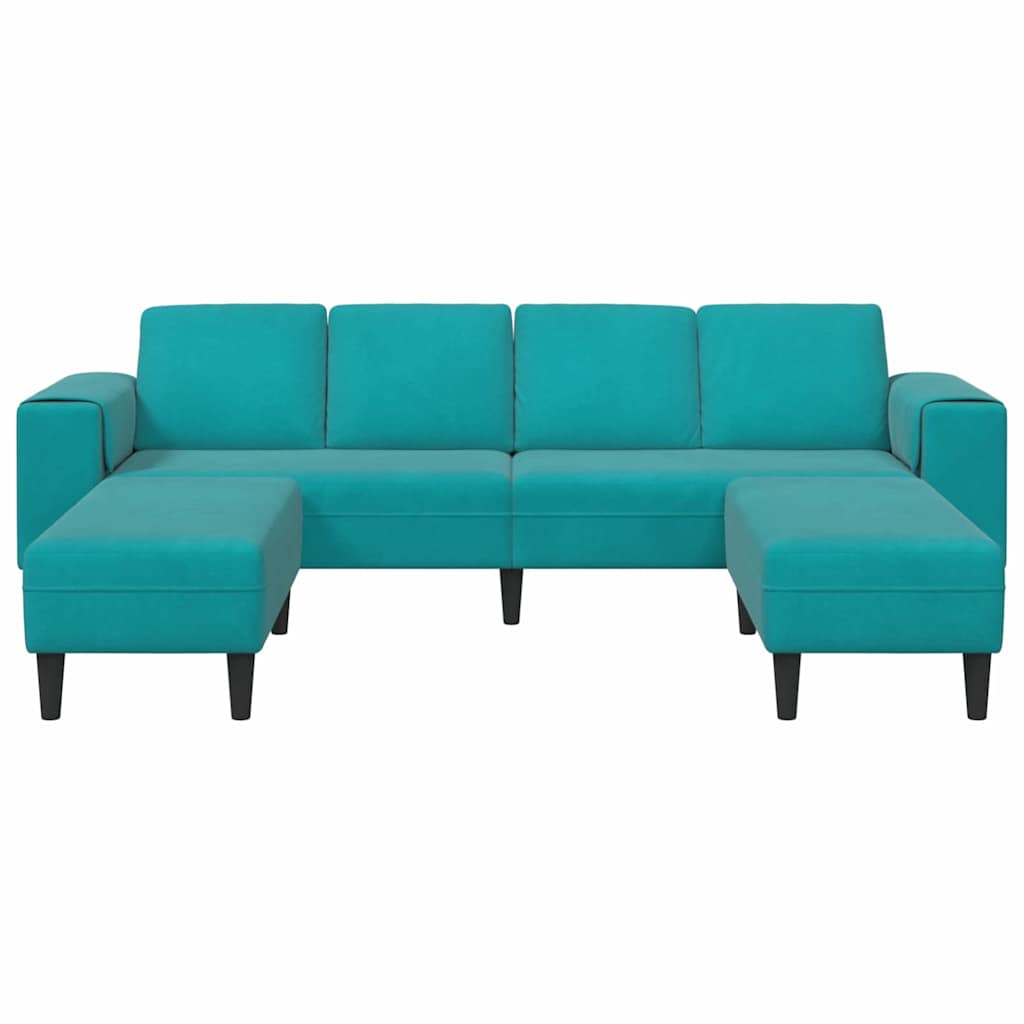 Sofa Set 3 pcs Türkis Samt