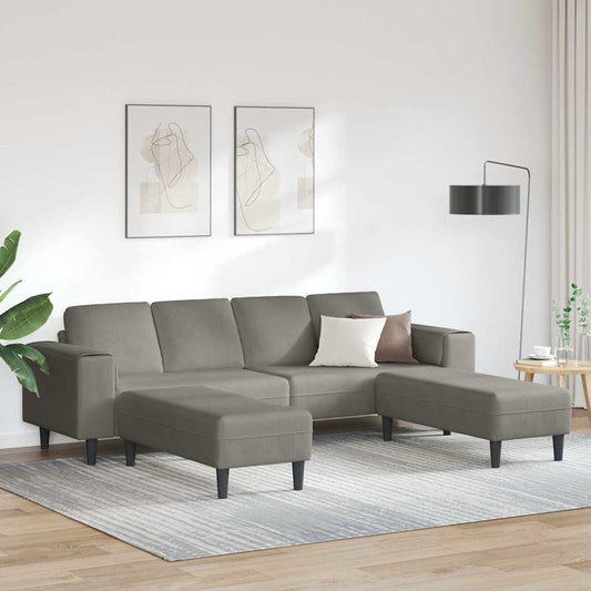Stoffsofa mit Kissen Hellgrau Cordstoff
