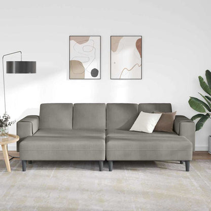 Stoffsofa mit Kissen Hellgrau Cordstoff