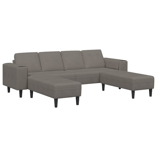 Stoffsofa mit Kissen Hellgrau Cordstoff