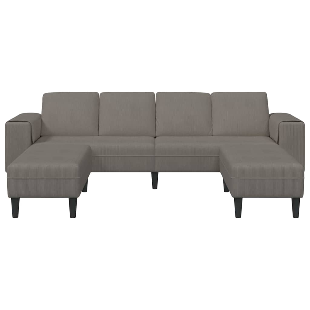 Stoffsofa mit Kissen Hellgrau Cordstoff
