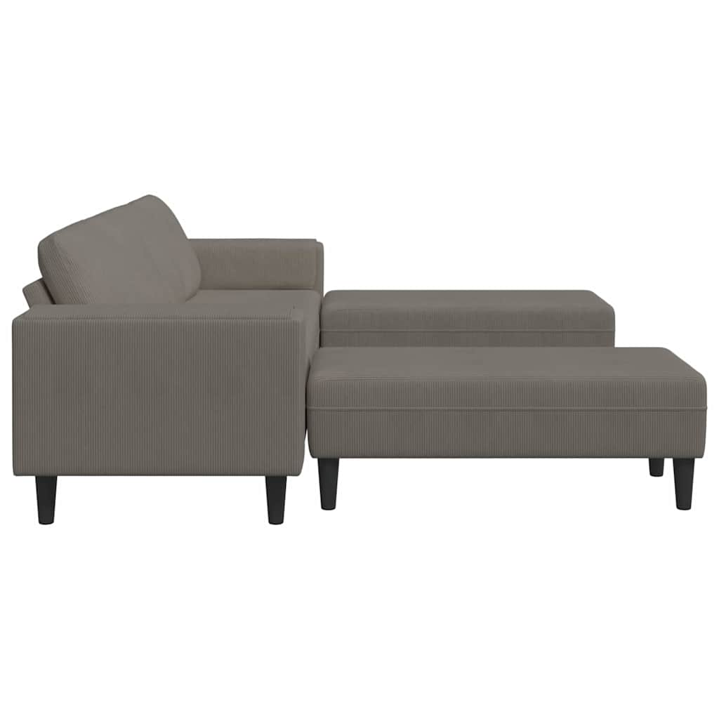 Stoffsofa mit Kissen Hellgrau Cordstoff