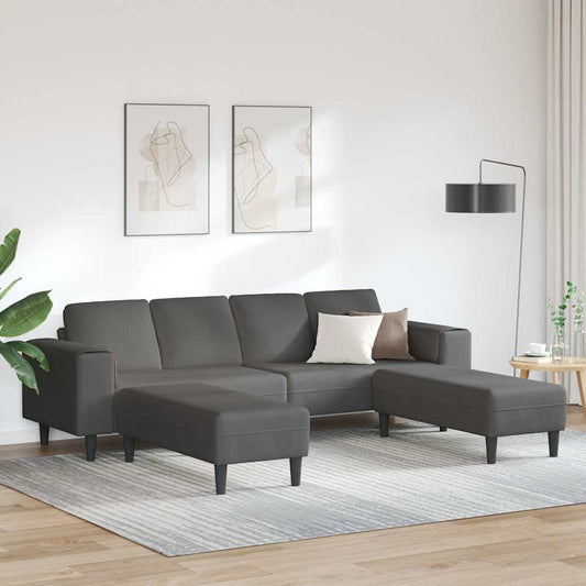 Stoffsofa mit Kissen Dunkelgrau Cordstoff