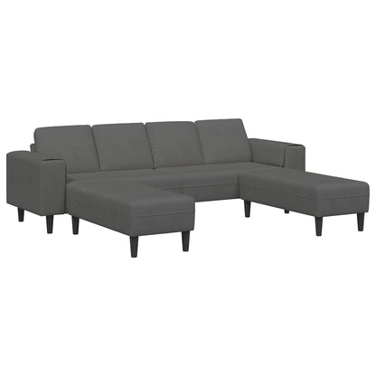 Stoffsofa mit Kissen Dunkelgrau Cordstoff