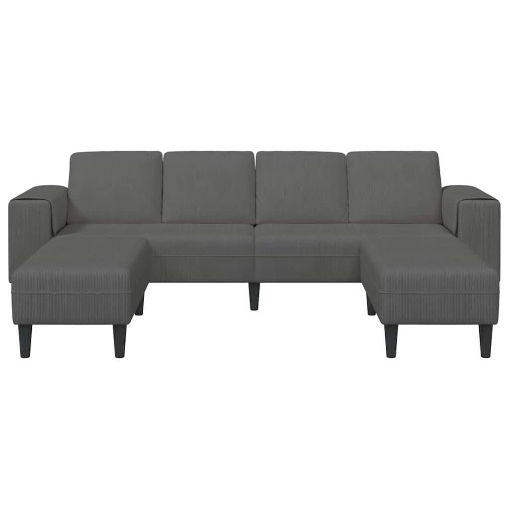 Stoffsofa mit Kissen Dunkelgrau Cordstoff