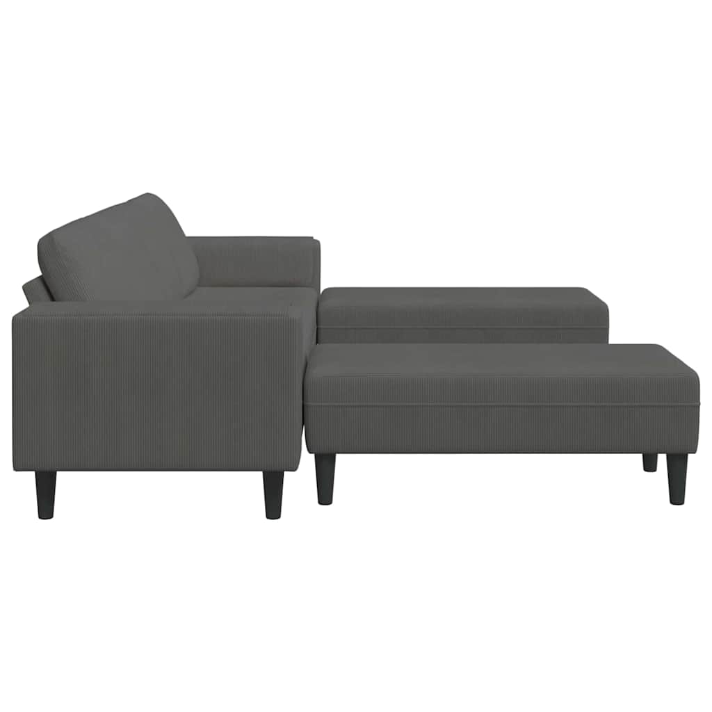 Stoffsofa mit Kissen Dunkelgrau Cordstoff