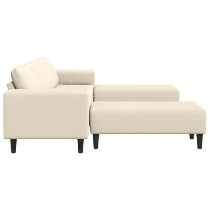 Stoffsofa mit Kissen Creme 208 cm Cordstoff