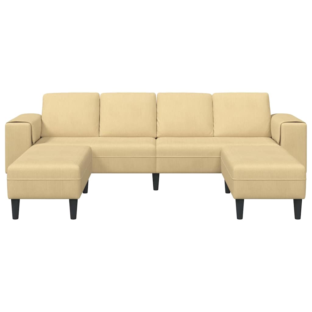 Stoffsofa mit Kissen Grau Grün Cordstoff