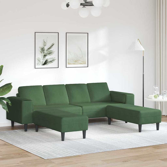 Stoffsofa mit Kissen Dunkelgrün Cordstoff