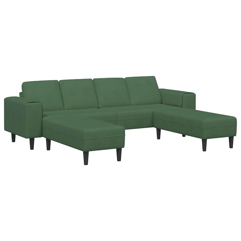 Stoffsofa mit Kissen Dunkelgrün Cordstoff