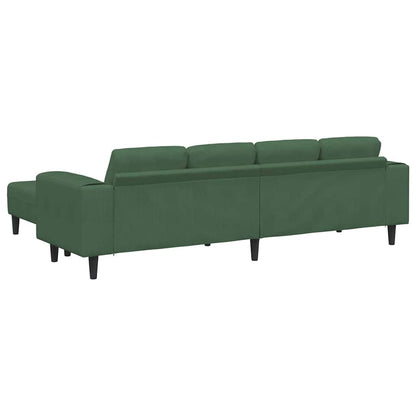 Stoffsofa mit Kissen Dunkelgrün Cordstoff