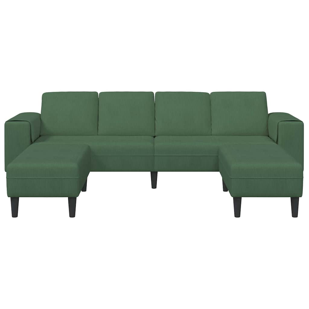 Stoffsofa mit Kissen Dunkelgrün Cordstoff
