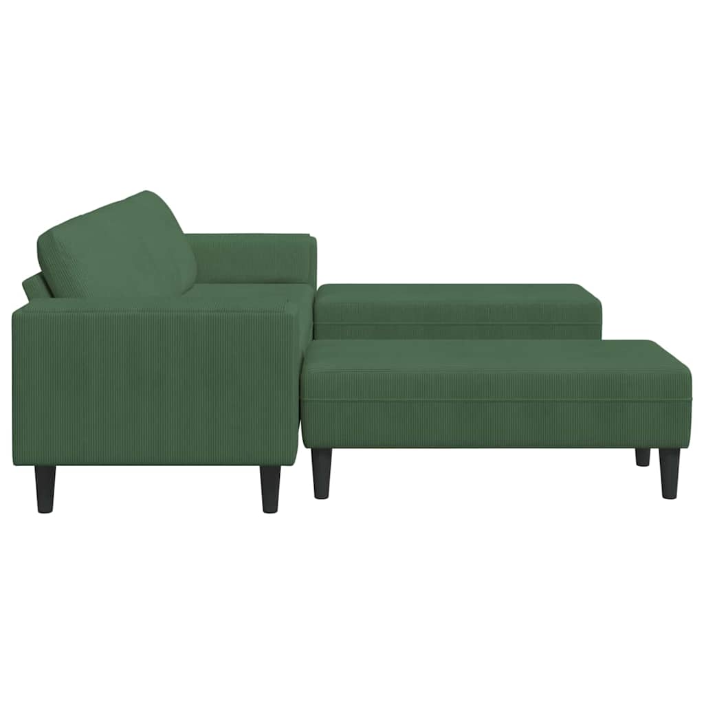 Stoffsofa mit Kissen Dunkelgrün Cordstoff
