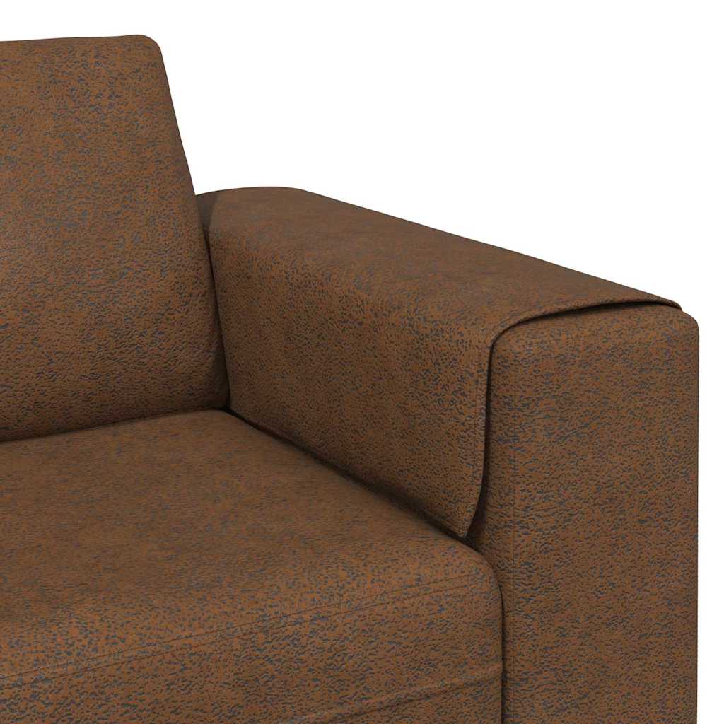 Sofa Set 3 pcs Braun Faux Wildleder