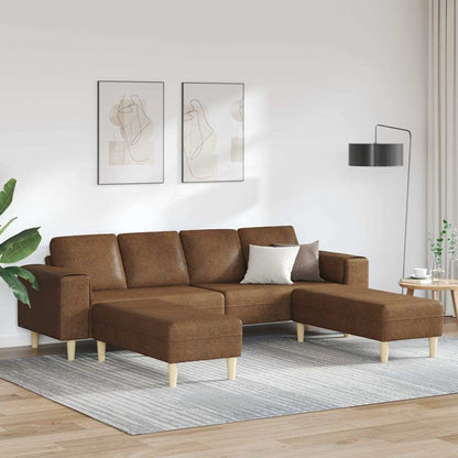 Sofa Set 3 pcs Braun Faux Wildleder