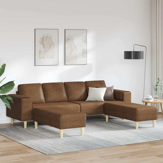 Sofa Set 3 pcs Braun Faux Wildleder