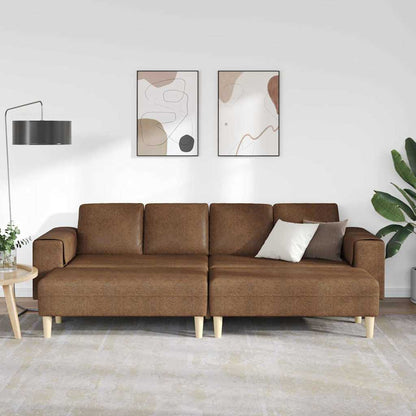 Sofa Set 3 pcs Braun Faux Wildleder