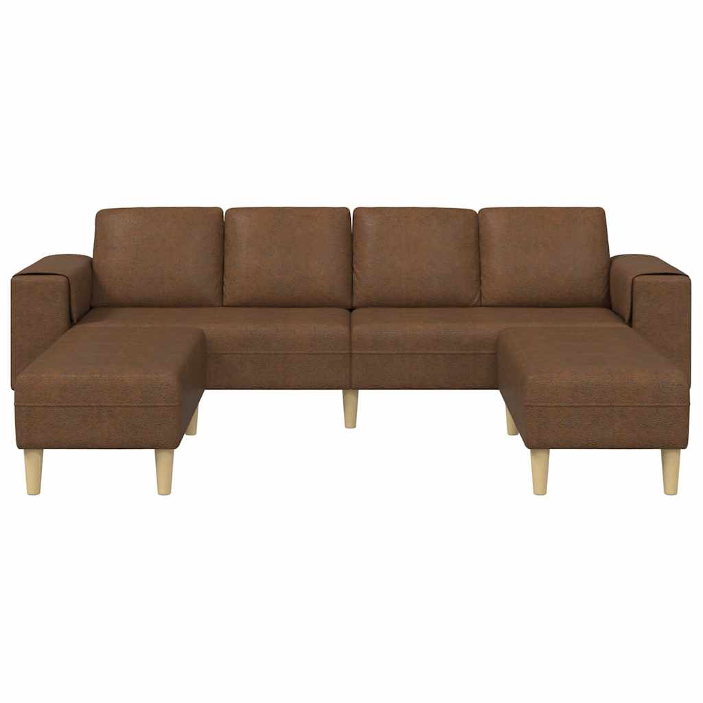 Sofa Set 3 pcs Braun Faux Wildleder