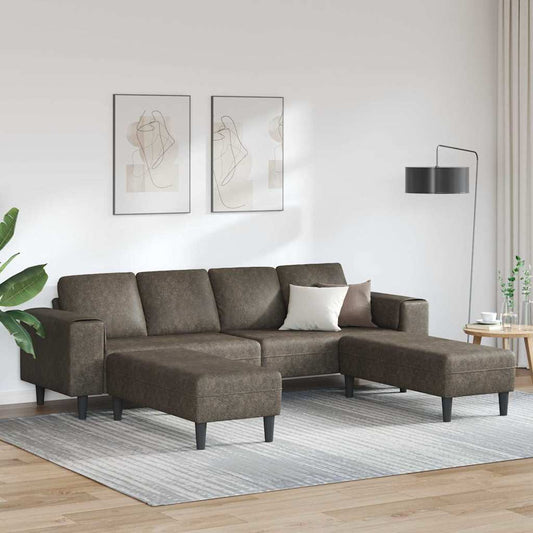 Sofa Set 3 pcs Dunkelgrau Faux Wildleder