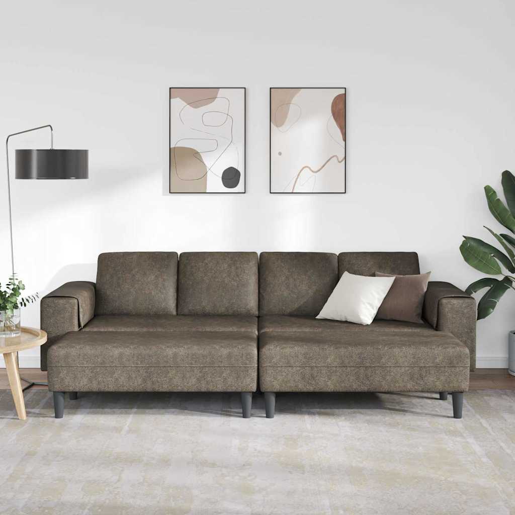 Sofa Set 3 pcs Dunkelgrau Faux Wildleder