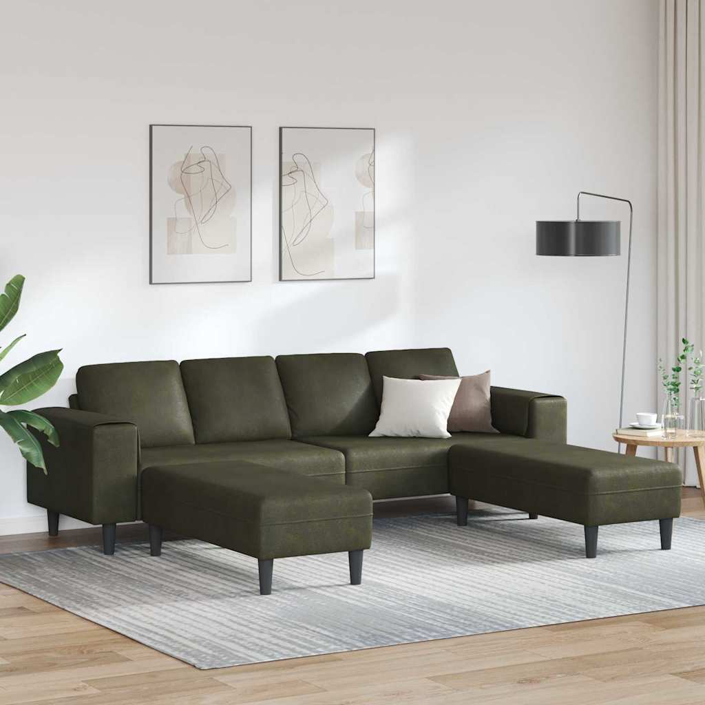 Sofa Set 3 pcs Armeegrün Faux Wildleder