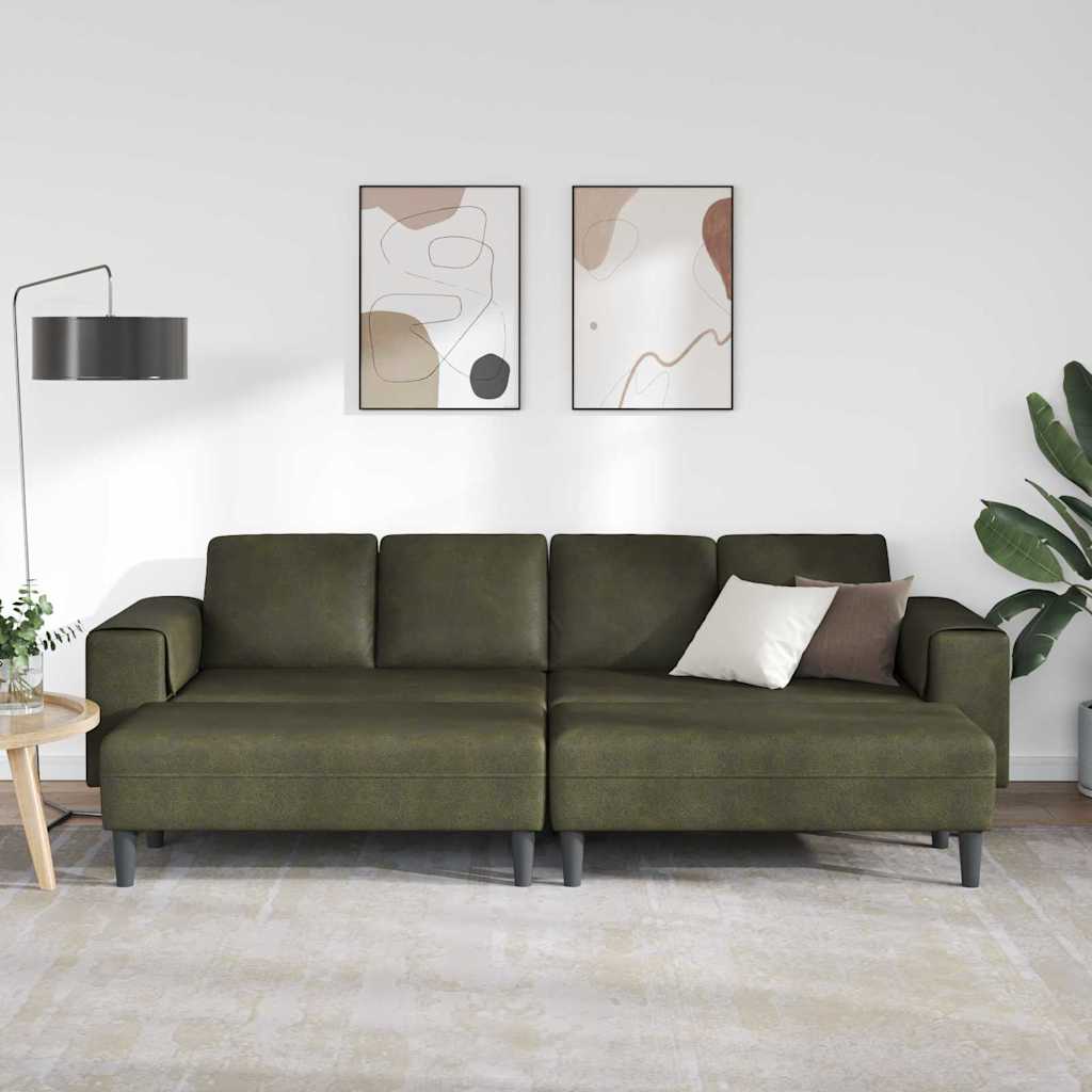 Sofa Set 3 pcs Armeegrün Faux Wildleder
