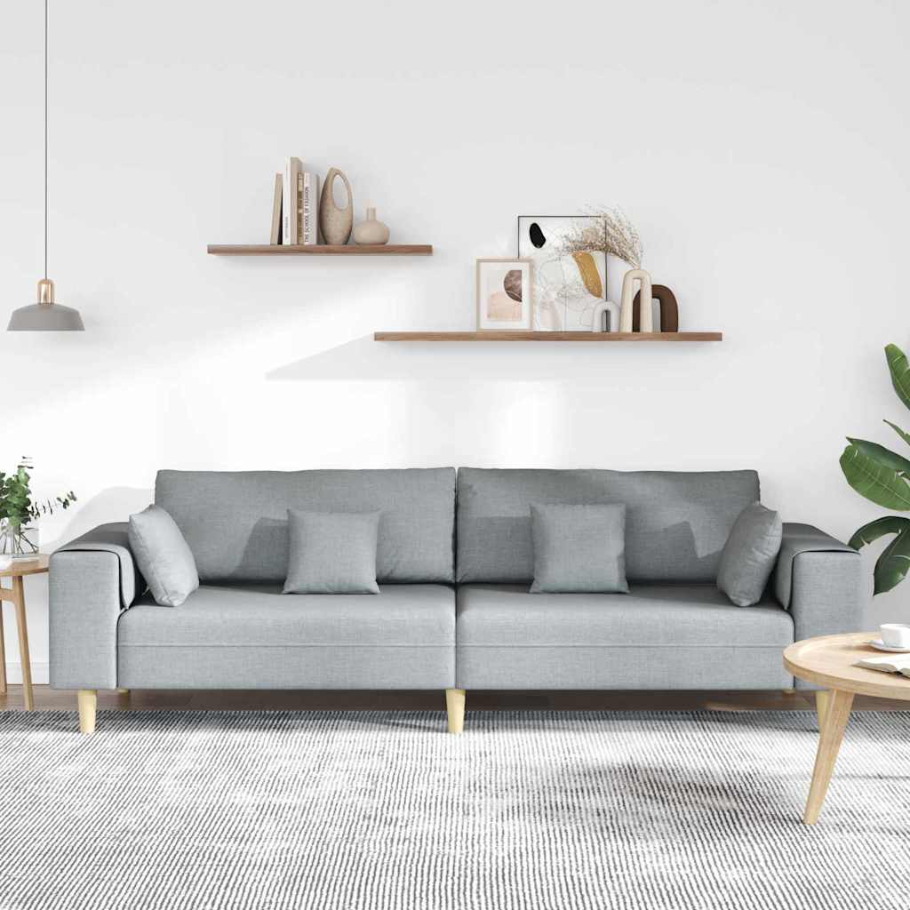 Stoffsofa mit Kissen Hellgrau 208 cm Stoff