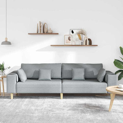 Stoffsofa mit Kissen Hellgrau 208 cm Stoff