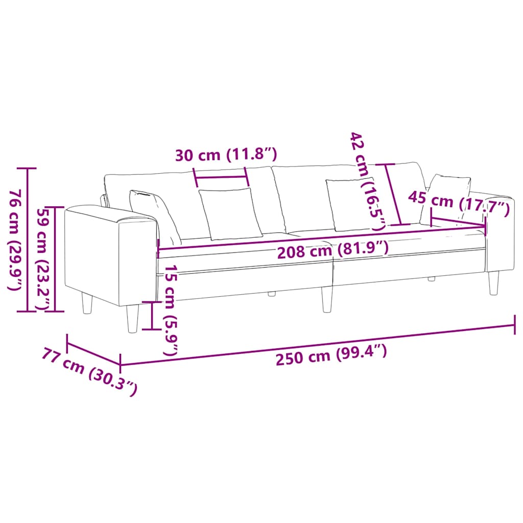 Stoffsofa mit Kissen Dunkelgrün 208 cm Stoff
