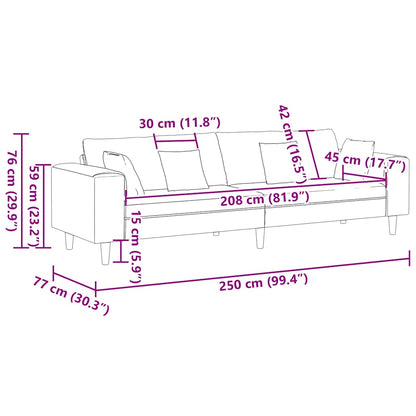Stoffsofa mit Kissen Dunkelgrün 208 cm Stoff