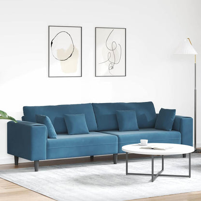 Samt Sofa mit Kissen Blau 208 cm Samt