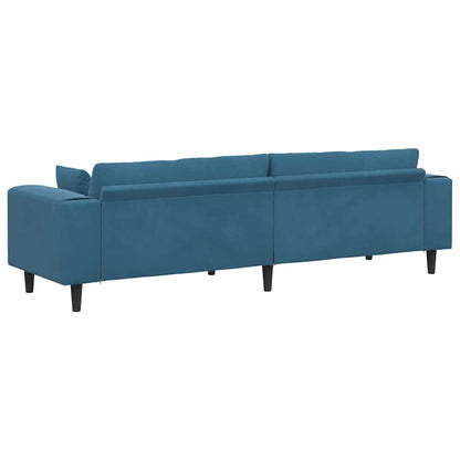 Samt Sofa mit Kissen Blau 208 cm Samt